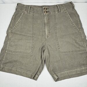 American Eagle Outfitters Olive Green High Waist 52% Linen Shorts Size‎ 6 30W